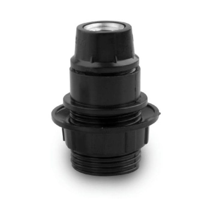 Douille E-14 2 A, filetage noir, idéal pour les lampes d'intérieur et d'extérieur, fournit un support et une connexion électrique sécurisée.