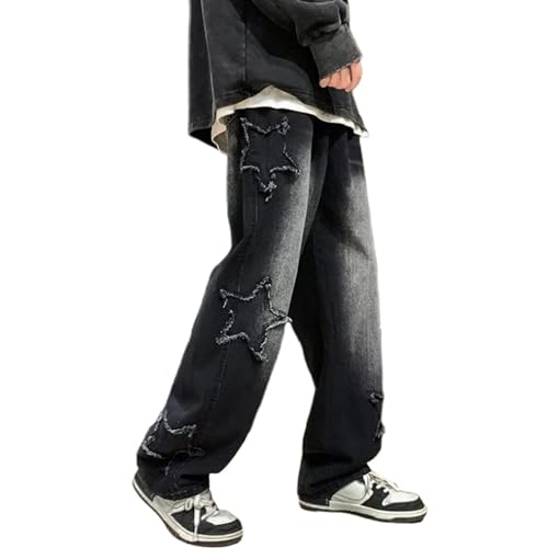 Y2k Star Pants Baggy Jeans Grunge Wide Leg Jeans Hip Hop Demin Pants Men Streetwear