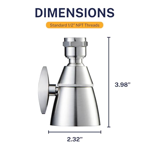 Image of HammerHead Showers SOLID METAL 2 Inch High Pressure Shower Heads BRUSHED NICKEL - California Compliant 1.75 GPM Low Flow Rate - High Flow Shower Head with ADJUSTABLE SPRAY PATTERN - Fixed Shower Head