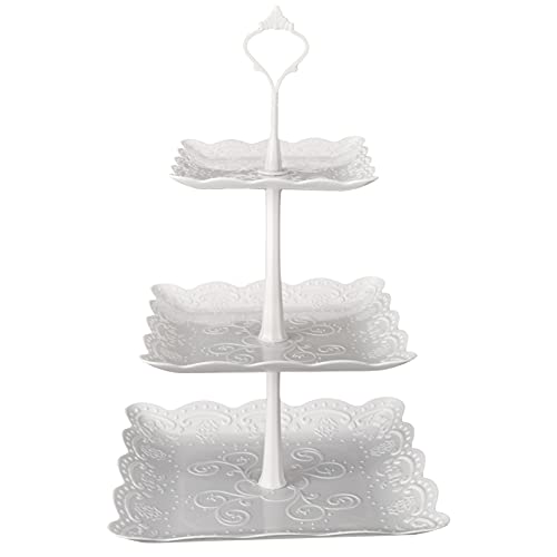 AIBAOBAO Soporte para Tartas deos 3 Pis, Bandeja de Tartas, Desmontable Plato de Frutos Postre para Cupcake y Torre de Postre , Boda Fiesta Tarde cumpleaños, Fiestas y Varios Festivales