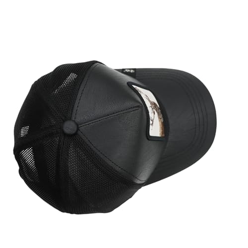 Image of kill off Leather Baseball Cap Panther Patch Cap Trucker for Men Snapback Mesh Animal Patch Hat Men's Black Djustable Baseball Hat Streetwear Fashion Hat