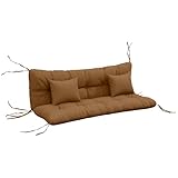 Outsunny 59' Tufted Bench Cushions & Throw Pillows, 4 Piece Swing Cushion Set, Indoor/Outdoor Replacement Bench Seat Pad, Back Cushion & 2 Pillows for Outdoor Furniture, Without Swing, Tan