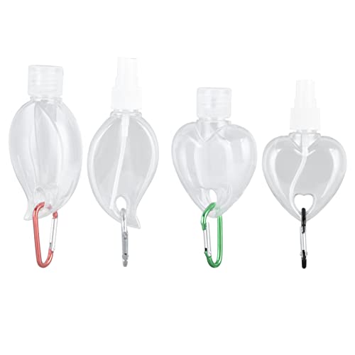 FAUOSWUK Bouteilles de Voyage avec Clés (4 pc), Bouteilles Comprestiques en Plastique Portables de 50 Ml, Contenants Rechargeables pour Shampooing, Lotion et Liquides