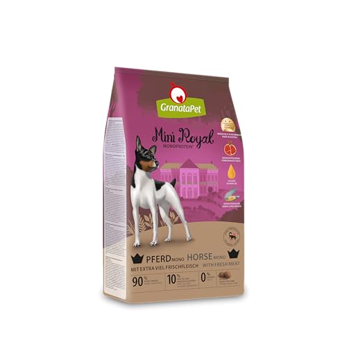 GranataPet Mini Royal Pferd Mono, Monoprotein-Trockenfutter für Hunde, Hundefutter ohne Getreide & ohne Zuckerzusatz, Alleinfuttermittel für ausgewachsene Hunde, 1 kg