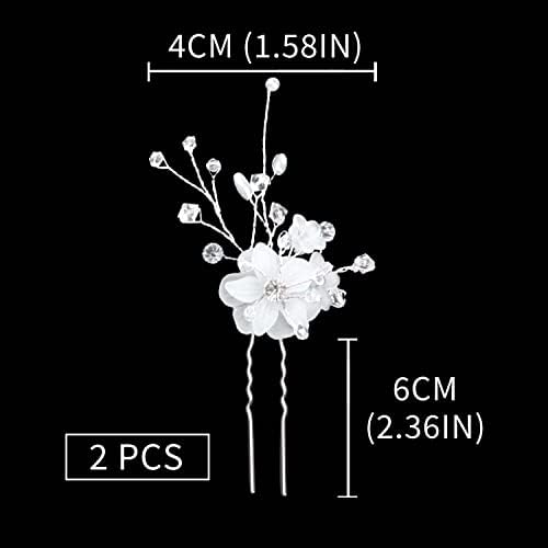 2 Pieces Wedding Hair Pins, Elegant Bridal Hair Pins White Bridesmaid Hair Accessories Wedding Hair Accessories for Brides Bridesmaids Flower Girls Wedding and Ball