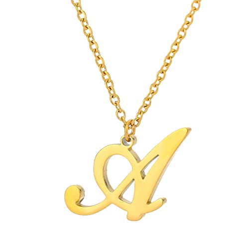 Collar de acero inoxidable de la A a la Z con letras inglesas, botón de melón, hombres y mujeres