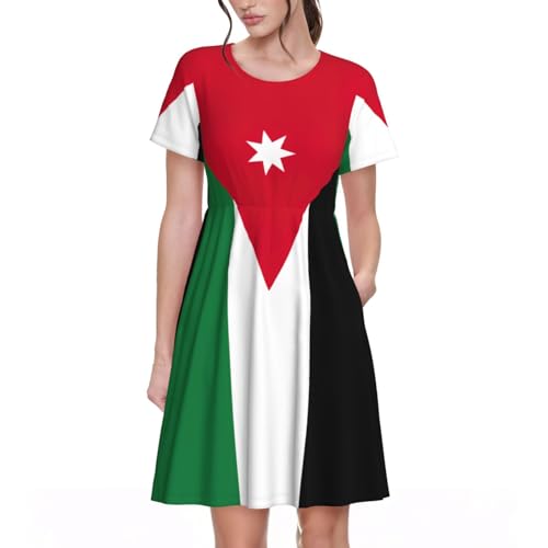 Robe d'été drapeau jordanien EdWal légère et respirante à manches courtes