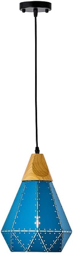 Suspension industrielle E27 luminaire nordique bleu abat-jour fer salon