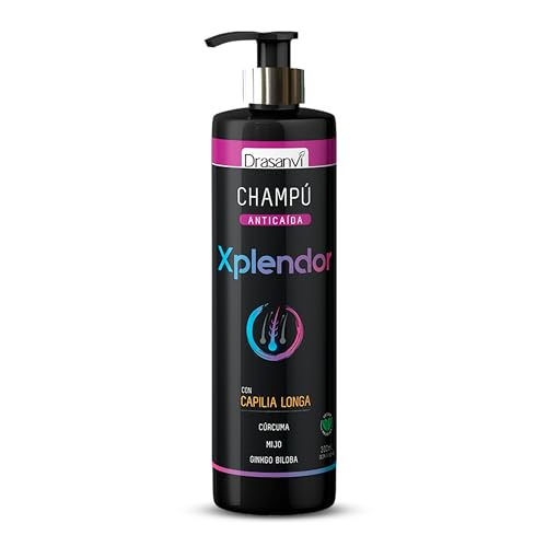 DRASANVI CHAMPÚ XPLENDOR - Cúrcuma + Ginkgo biloba + Mijo - Fortalece la fibra capilar - Reducción de hasta un 89% la pérdida de cabello - VEGANO - 300ml
