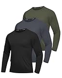 FUXERT 3er Pack Langarmshirt Herren Rashguard UV Shirt UPF 50+ Schnelltrocknend Sport Tshirts Für Outdoor Surfen Schwimmen Running(BKDGAG L)