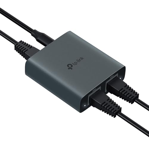 Image of TP-Link Ethernet Splitter 1 to 2, 1000 Mbps High Speed Dual-Port Internet Splitter, Compatible w / Cat8 /7 /6 /5e /5, USB-C & Ethernet Cables Included, Aluminum Case, Plug and Play for Routers & More EH210
