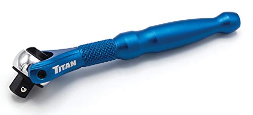 TITAN 11316 Micro trinquete con cabezal giratorio de 90 dientes de 1/4 pulgadas x 4 pulgadas, color azul