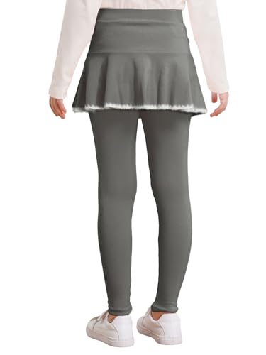 JEATHA Girls Leggings with Skirt Winter Footless Tights Ruffle Pantskirt for Kids & Toddlers 2-10 Years2