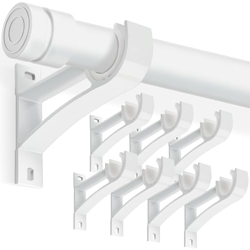 KOLAKO Curtain Rod Bracket, 1 Inch Heavy Duty Curtain Rods Holder Hooks Wall Mount Drapery Pole Support Brackets, 8 Pack