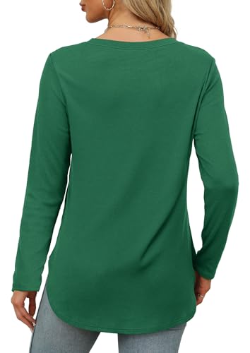 Image of XIEERDUO Womens Long Sleeve Round Neck Shirts Side Split Basic Loose Tunic Tops Casual 2026