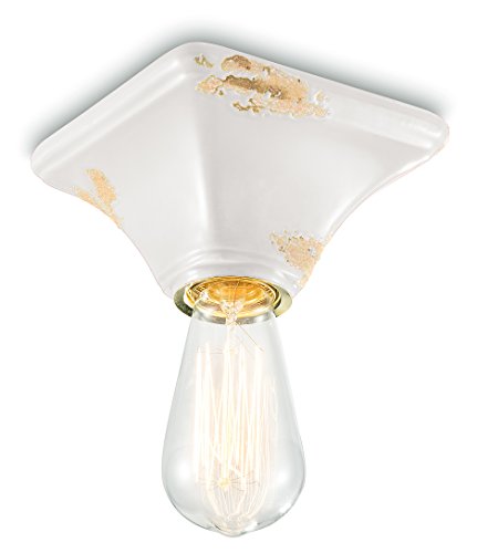 Plafonnier vintage Ferroluce en céramique blanche brillante pour décoration raffinée