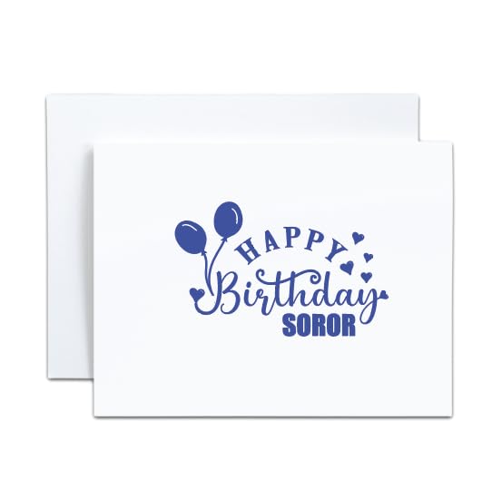Image of Custom Made Love Birthday Sorority FOLDED Note Card Set, Birthday Women Stationary Notecard Set, Stationery For Sorority Women, Assorted Designs (Blue + White)