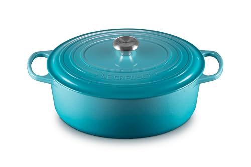 Le Creuset Horno holandés ovalado de hierro fundido esmaltado, 8 cuartos de galón, Caribe