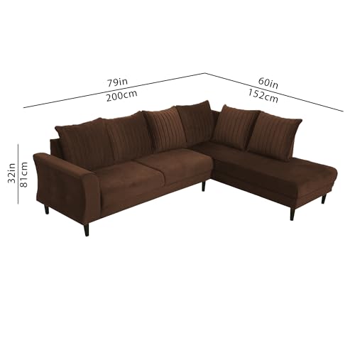 Image of Gratly RHS 4 Seater L Shape Sofa Set for Living Room (Brown Colour) Premium Fabric Sofa