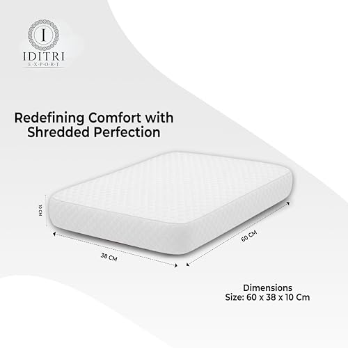 Image of Neck Relief Pillow Set of 2, Shredded Memory Foam Orthopedic Support, 60x38x10 cm High Density, White Geometric Jacquard Fabric, Aligned Spine Bedding for Side and Back Sleeper