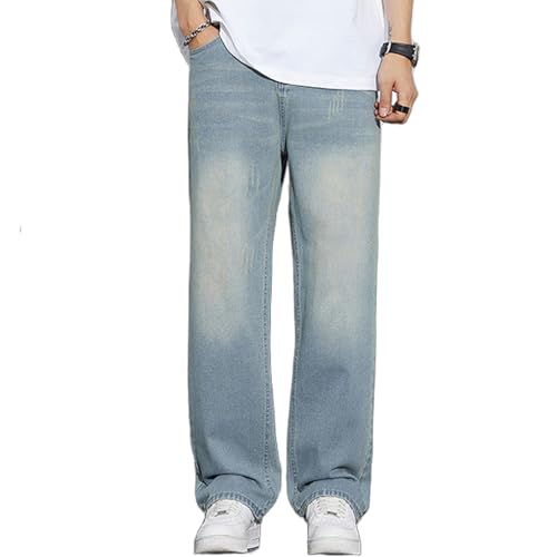 Men's Baggy Wide Leg Jeans Mid Rise Straight Leg Loose Fit Distressed Denim Pants for Men Hip Hop Y2k Jeans