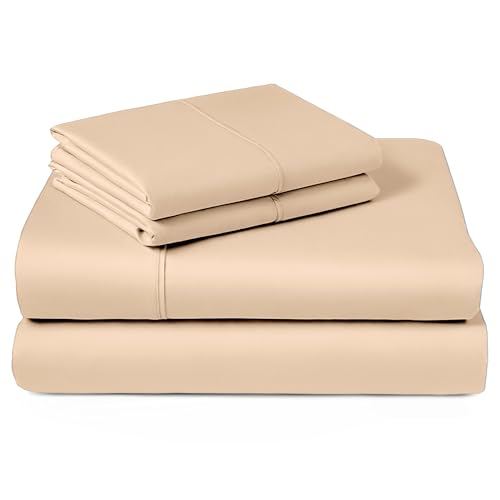 Miniatura 2 de Juego De Sábanas 4 Piezas 180x190 200. Sábanas De Cama De Poliéster Microfibra Cepillada. Sábana Plana, Sabana Bajera Ajustable Y 2 Fundas De Almohada. Color Beige.