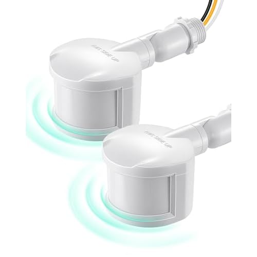 EDISHINE 2 Pack Motion Sensor, 180-Degree Replacement Motion Detector for Outdoor Lights, Adjustable Time & Detection Range Up to 60FT, 3 Modes PIR Motion Sensor for Floodlight, White, UL Li