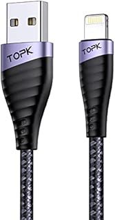 TOPK iPhone Charger Cable, [1Pack 6ft/2M] Premium Nylon USB-A to Lightning Cable, MFi Certified iPhone Cable for iPhone 11 Pro Max SE Xs X Xr 8 7 6s 6 Plus iPad and More