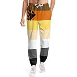 INZVKJLU Bear Pride Flag Men Sweatpants Soft Gay Pride Joggers Fitness Gay Pride Sweat Pants with 2 Side Pockets S