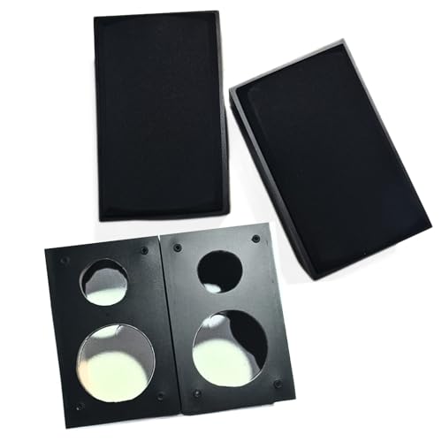 Image of Professional 4-Inch Speaker Cabinet Box, Black Empty Enclosure with Dual Circular Cutouts, Surround Sound System Cabinet (Pack of 2)