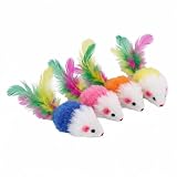 Geettcaifu Colorful Feathered Mouse Cat Toys - Soft Faux Fur Pet Toys, Interactive Tea Sets for Kittens and Adult Cats, Indoor Games, Suitable for All Breeds of Kittens' Sports (10 Pieces)