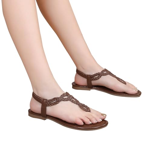 Image of zeetoo Women's Flat Sandals Summer T-StrapThong Bohemian Casual Comfortable Dressy Sandals for Women