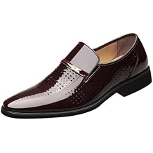 BORAMAX Mens Leather Oxford Shoes Male Pointed Toe Suit Shoes Flats Men Business Shoes wingtip Dress Shoes PU Leather Shoes