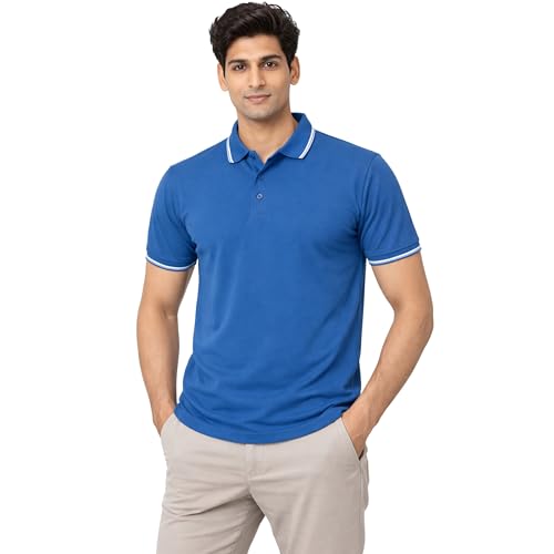 Image of Hangout Hub Men's Polo T Shirt | Solid | Plain Regular Fit Tees|Collar T-Shirts|Half Sleeves|Set of 1 & 2|HH.MP.MAR