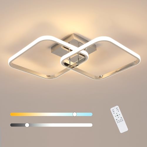Goeco Plafoniera LED Soffitto Moderna, 42W Lampada da Soffitto Dimmerabilecon Telecomando, Lampada da Soffitto Moderno Quadrata per Cameretta, Cucina, Soggiorno