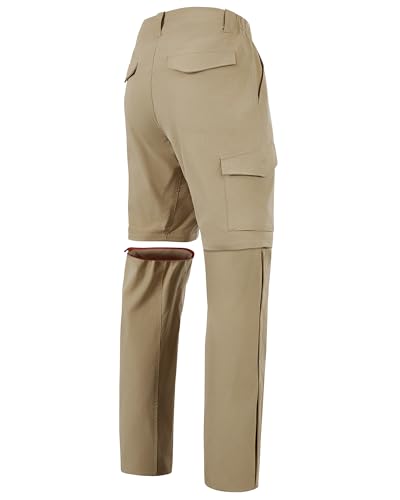 33,000ft Wanderhose Herren Zip Off Trekkinghose, Atmungsaktiv Abnehmbar Stretch Outdoorhose mit 6 Taschen,Sommer Funktionshose Schnell Trockend Leichte Kurze Hose für Wandern Fahrrad Braun