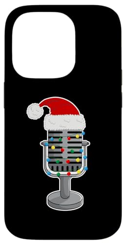 Christmas Lights Podcast Mic Wearing Xmas Hat Podcaster X}zP[X iPhone 14 Pro p