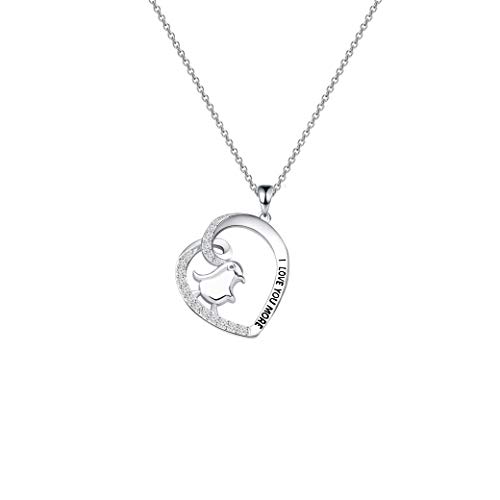 FEELMEM Penguin Necklace I Love You More Penguin Love Heart Pendant Necklace Mother Daughter Jewelry Gift