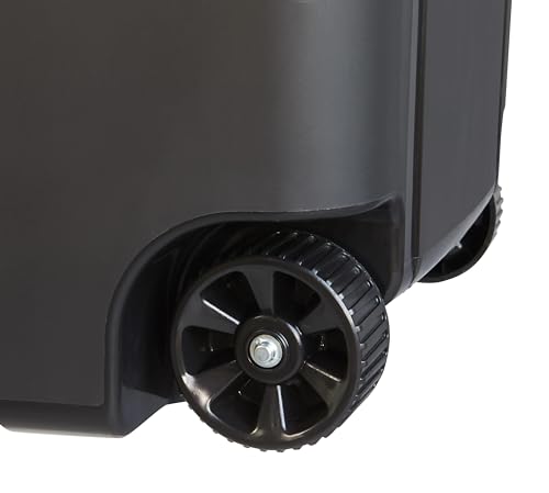 Large 45 Gal Rolling Waste Container with Secure Attached Lid for Outdoor & Commercial Use