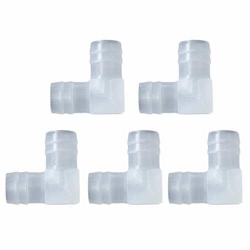tooloflife 5PCS Plastic Elbow Hose Barb 90 Degree Elbow L Fitting Equal Barbed Joint Splicer Mender Adapter Union Adapter for Aquariums Domestic Gardening(E: 5/8 inch 16mm)