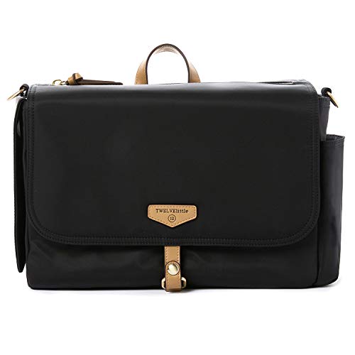 TWELVElittle On The Go Stroller Caddy Diaper Bag 3.0 with Changing Pad, On The Go Stroller Organizer (Black/Tan)