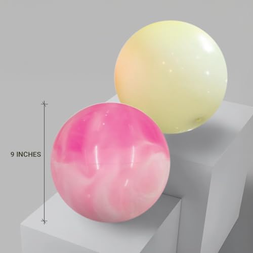 Image of GENIE'S Toy Bus 9-Inch Marble Play Ball | Interactive | for Pool, Beach & Garden | Perfect for Outdoor & Indoor Play | PVC Ball for Kids & Adults I Pack of 2 (Multicolor)