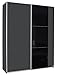Produktbild Schwebetürenschrank Nala grau metallic/schwarz Teilglas 2 Türen B 175 cm Jugend Schlafzimmer Kleider Wäsche Schiebetürenschrank