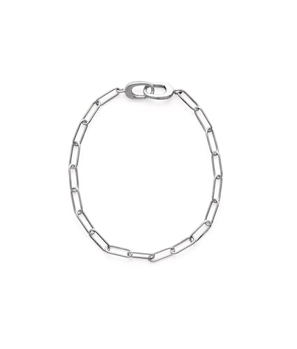 ONI Collective Mini Clip Bracelet 7.5 Inch 925 Sterling Silver Rhodium-Plated Paperclip Chain Minimalist Everyday Bracelet