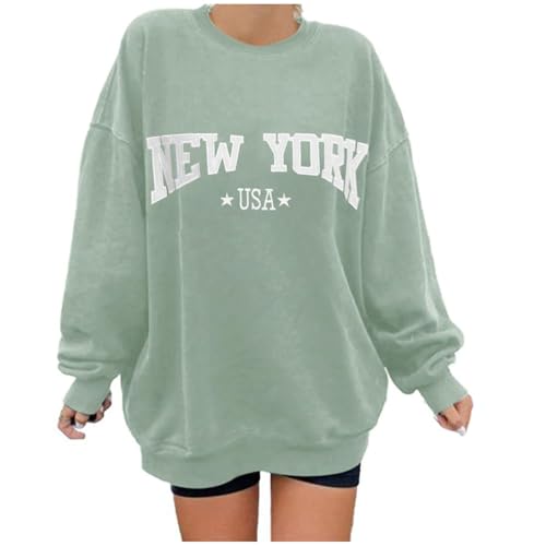 Sweat-shirt à imprimé lettre femme coupe ample vert clair en taille M