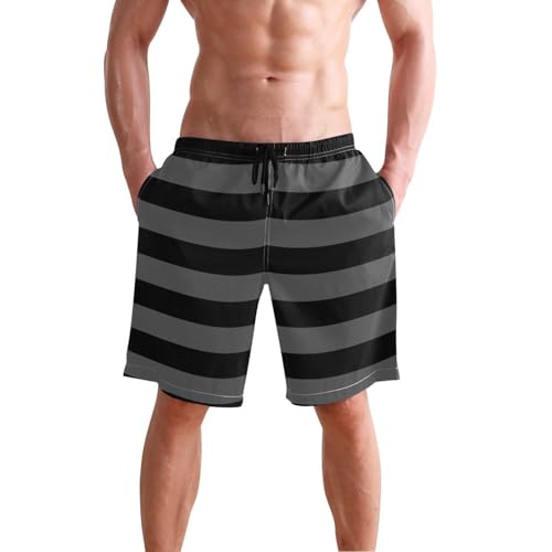 Mens Swim Trunks Quick Dry Board Shorts Striped Beach Shorts Swimwear Bathing Suits with Mesh Lining and Pockets2