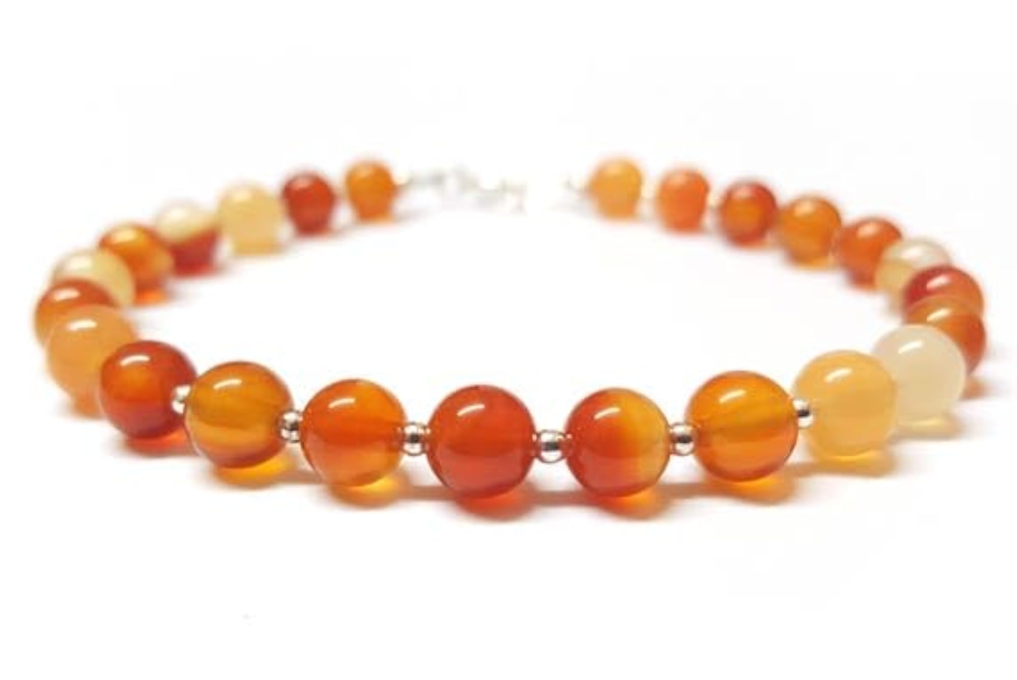 Carnelian Round Beaded Bracelet, Smooth Orange Beads, Unisex