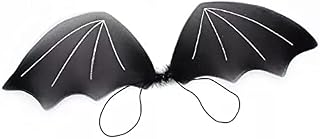 Allsorts Black Glitter Bat Wings, Halloween Fancy Dress Wings, Bat Costume Fairy Wings Girls/Boys