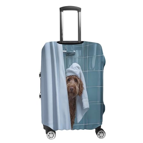 Bath Labradoodle Travel Luggage Cover for Suitcase 19-32 Inches Elastic Washable Baggage Protector4