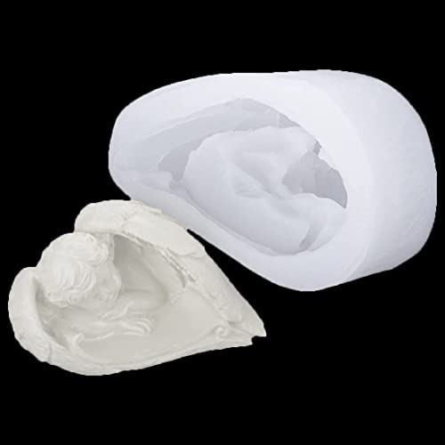 Voyyphixa Schlafender Engel Silikonform Seifenform, Engelsflügel Epoxidharz Formen, 3D Engelchen Statue Kerzen Gießform für Fondantform Schokolade Kuchen Dekor Cover